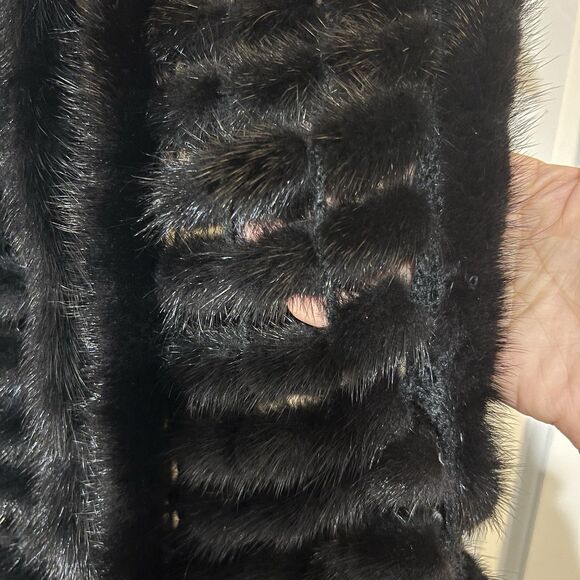 Ranch Mink Fur Vest with Crochet Black Genuine Mink Cozy Soft Statement Piece - Picture 13 of 13
